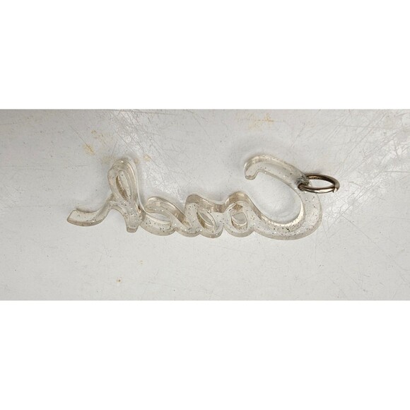 Authentic Coach Script Clear Glitter Keychain Charm with Silver Hardware - Picture 3 of 3